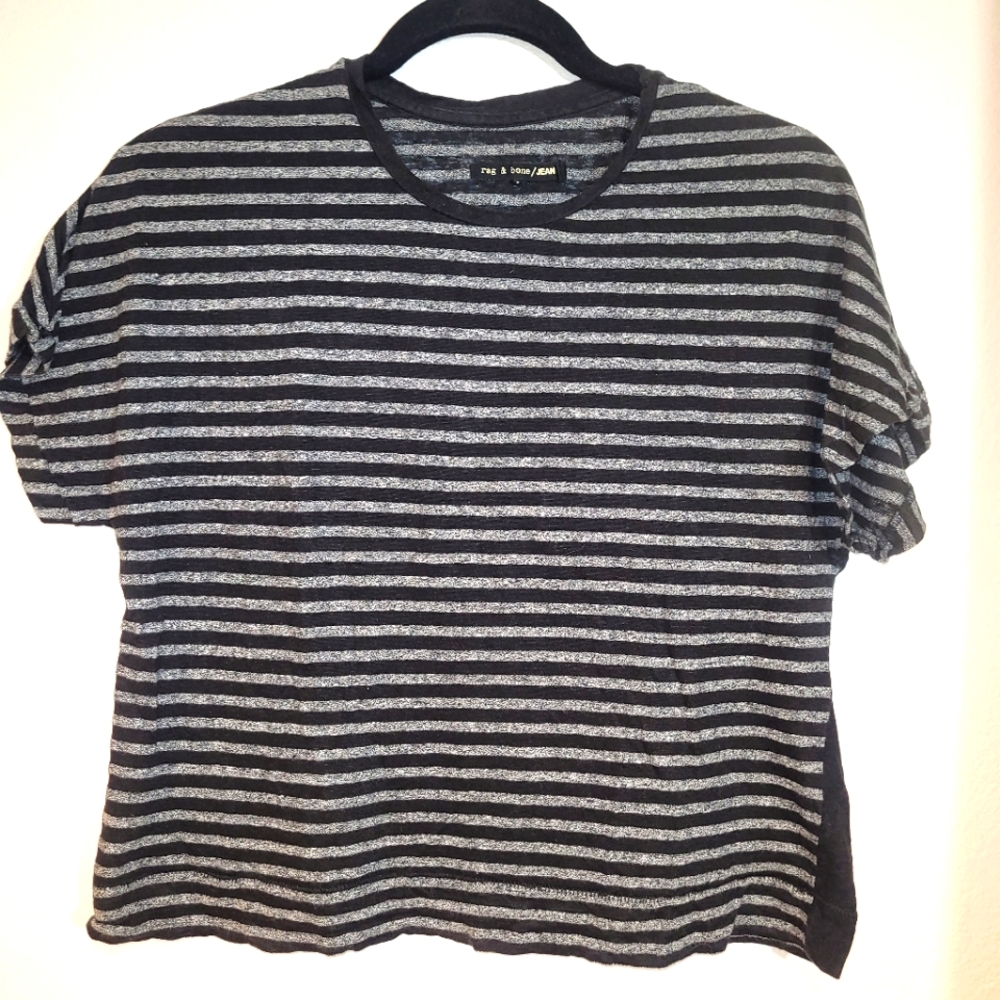 Rag & Bone Striped And Colorblock Black Grey T-Sh… - image 1